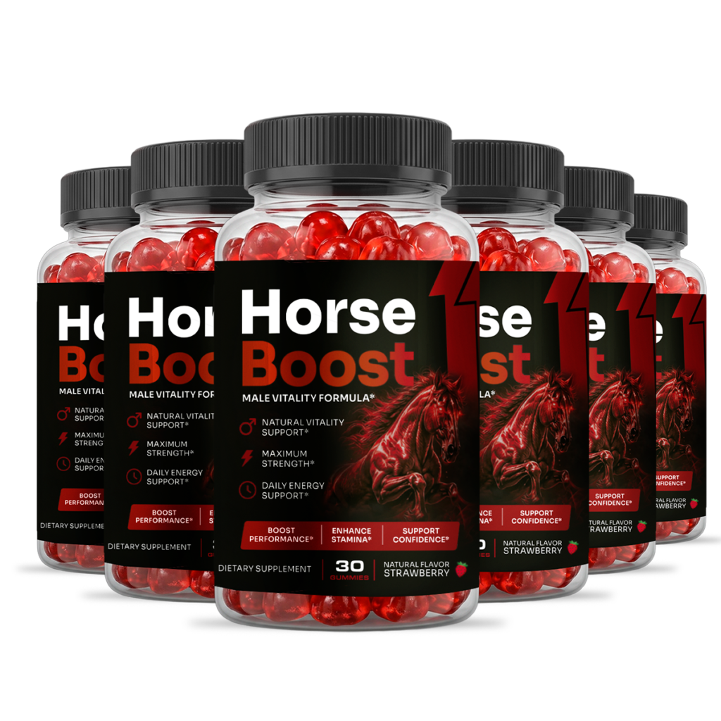 Horse Boost 6-bottle Best Value pack — 180 strawberry gummies Male Vitality Formula dietary supplement for natural vitality, maximum strength, stamina and daily energy